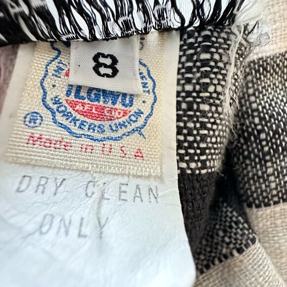 Vintage Buffalo Plaid Shirt Dress Size 8 Black and White Belted Union Made - Picture 9 of 10